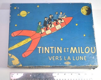 Vintage Jeux Noèl-Montbrisson 1969 Hergé TINTIN et MILOU Vers la Lune Boardgame Iconic Belgian Cartoon Bande-Dessinée Spaceage Adventure