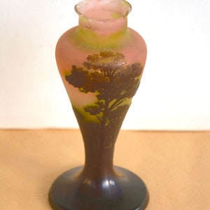 NOT REPRO Genuine 1890 Emile Gallé Incised Glass Signed Art Nouveau Flower Leaves French Table Lamp Base Design Jugendstil Scenic A. Mucha