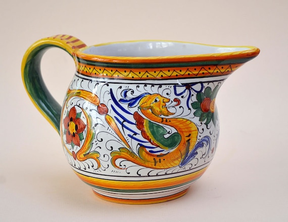 ANTIQUE Vintage 1900-1920 SANTUCCI DERUTA Pitcher Handarbeit