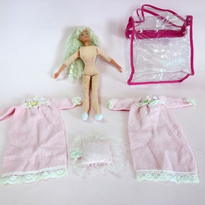 1980s Doll Blonde Hair Vintage Mattel BARBIE Casual Bedtime Pyjamas Sleepwear Nightgown Fashion European Edition Post-Superstar Rockers-era
