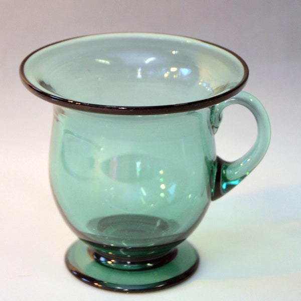 Hand-made Blown Heavy Glass Cup/Candle Photophore Design 1910s/1920s Art Deco Italian Murano Green Glass Art Nouveau Jugendstil Decorative