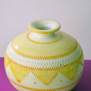 RAR 1950er Italien ITALIAN POTTERY Vintage Antik Vase Fat Lava Mid-Century Modern Modernist Gelb Orange Sgraffito Keramik Bitossi Londi