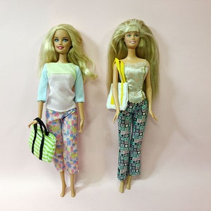 1980er Jahre Puppe Blonde Haare Vintage 1990er Jahre Mattel BARBIE Casual Fashion European Edition Post-Superstar Rockers-Ära Gekleidet Handtaschen Hosen Blusen