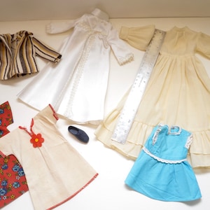 LOT Vintage European Italian ITALOCREMONA CORINNE Nancy Mod Wedding gown, Prairie dress Smocks Alta Moda Furga  Barbie  Doll Clothes 1970s