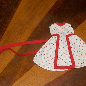 Authentic Vintage 1966 FURGA Tre Esse Alta Moda Italian Fashion Haute Couture doll &quot;VALLE CASCINE&quot; 8708 Printed Dress Red Trim Bows In Back