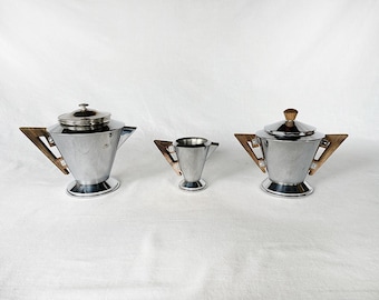 Art-Deco-Design 1920er / 30er Jahre signiert CHALIONAIS & PANASSIER Lyon Frankreich Vintage Antik Chrom-Nickel-Metall Mid-Century Modern BAUHAUS Küche