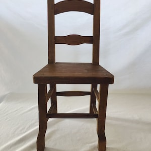 1840/1890 Antique Doll&#39;s House French/German Rustic Folk Art Handmade 18th/19th-century Wood Chair for Dolls Children Display Kitchen Cabin