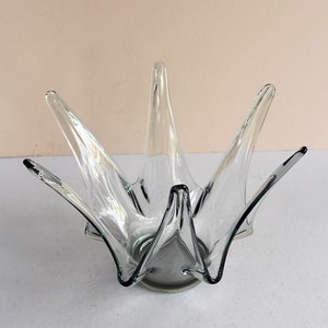 Vintage Art Deco 1950-60er Jahre Zeitgenössisches Kristallglas SPLASH Vase Dekoratives Design Mid Century Modern Frankreich Czech Modernist Biomorphic