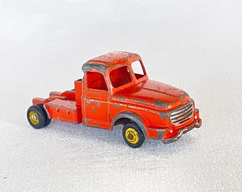 Dinky Toys Meccano England Supertoys Truck Vintage Antique Toy Car Mid-Century Modern Made In France, Red Metal Original Paint Rubber Wheels