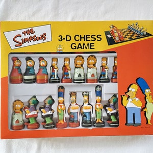 RARE Toy CHESS Game Vintage Europe Version Homer Marge Maggie Lisa Bart Krusty 90s Boardgame Boxed Cartoon Animation United Labels Comicware