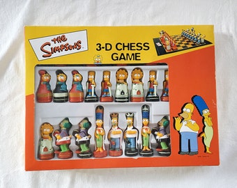 RARE Toy CHESS Game Vintage Europe Version Homer Marge Maggie Lisa Bart Krusty 90s Boardgame Boxed Cartoon Animation United Labels Comicware