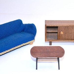 1950/60 Vintage antieke Hanse Denemarken Deens poppenhuis Brio Lundby midden van de eeuw moderne meubels bank salontafel dressoir BODO HENNIG