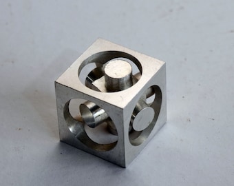 Vintage Antique European Metal 1960s-1970s Steel Kinetic Paperweight Desk Object Coceptual SPACE AGE Mod Ultra Mid Century Modern Enzo Mari