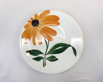 1950-60s Vintage Mid-Century Modern French GIEN Floral Glazed Ceramic POP ART Mod Daisy Design Fat Lava Biomorphic Cake Platter & Plates