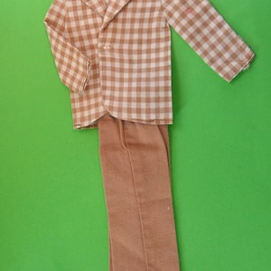 Lot Vintage 1970s-era Genuine Superstar Mod Hair Ken Barbie Doll Mattel Fashion Clothes Sports Brown Gingham Checked Jacket Pants Outfits