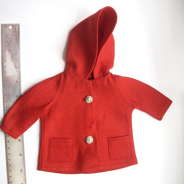 1960s Authentic Vintage Original Clothes Sasha Morgenthaler Gotz Unisex Duffle RED COAT with Hood Trendon Frido Fashion