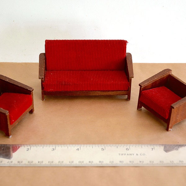 1950s Vintage Scandinavian Design BODO HENNIG Lundby Hanse Brio Doll House Furniture Doll's Lounge Living Room Chairs Mid Century Modern