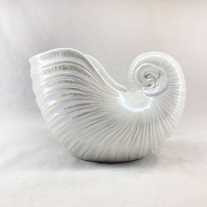 1930s/40s Nautilus Shell Neo Classic Cachepot Plant Holder Pottery Vintage Mid-Century Modern Ceramic Hollywood Regency SURREALIST ART DECO