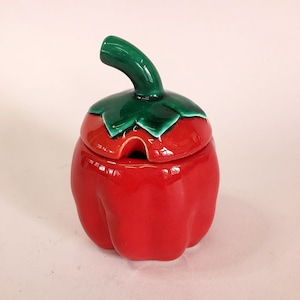 1940-1950s European Pottery Vintage Antique Art Deco Mid-Century Modern Della Robbia Ceramic-style Pepper Pot Table Covered Kitchen Kitsch