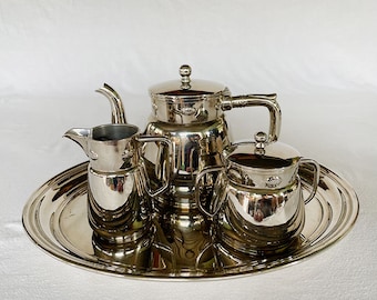 Art Deco Design 1900/1910er Jahre Signiert Deutschland Frankreich Schweiz Vintage Antik Chrom Nickel Metall Modern BAUHAUS Küche Kaffee Tee Schokolade