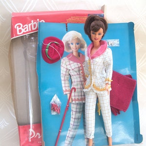 1990s Authentic Vintage Original BARBIE KEN Girl Doll European High Fashion Sample Outfit w/ Package Different Fabric Complete from Mattel