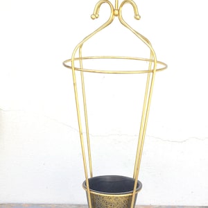 Rare 1950s Vintage Mid-Century Modern Mathieu Matégot Umbrella-shaped Whimsical Stand Brass Wood Plastic Ultra Modern French Jacques Tati
