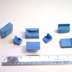 PGF. S.A Hard Plastic 50s Vintage Doll's House Furniture Ensemble Mid-Century Modern Designer Very Miniature Kleeware Renwal Bakelite-era