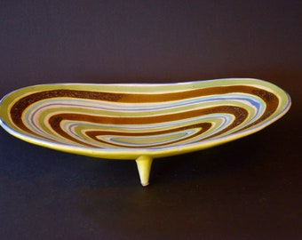 Cerámica italiana de los años 50-60. Cuenco antiguo vintage. Estilo moderno de mediados de siglo. Colores brillantes. Cerámica Bitossi Londi RAYMOR. Pintura a mano. Era Fat Lava.