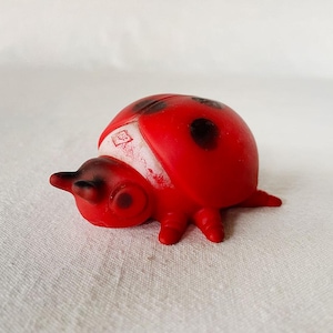 Whimsical Kawaii Vintage 1950s possibly by HERMAN PECKER Rubber Squeak Toy LadyBug Doll Toy Vinyl Japan Cartoon Circus Clown TV Character