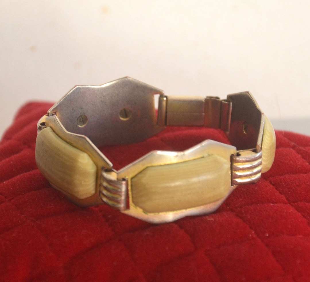 Bracelet Art Déco Vintage Années 30 Fabon Fse Paris - Métal Argenté, Longueur 19-20cm