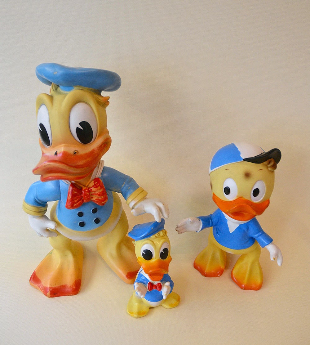 Very Rare 60s Walt DISNEY LEDRA Donald Duck Rubber Figure Italy