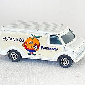 Années 1980, 1982 CORGI Juniors NARANJITA vintage publicité Mid-Century Modern 117A Chevrolet Van « Espana 82 » livrée Drag Race Car Grande-Bretagne