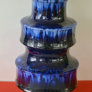 Década de 1950 W Cerámica alemana Jarrón vintage Lava gorda Mid-Century Azul eléctrico moderno DÜMLER BREIDEN DB Keramik Cerámica Scheurich Keramik Bay Jasbar