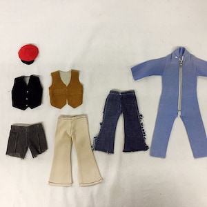 LOT HTF Vintage Antique 1960/70 French Mattel Big Jim Outfits Jumpsuit Vest Pants Palitoy GIJoe Action Joe Man Figure 60s Outfit Hasbro TLC