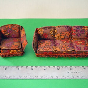 1950/60s Vintage Antique Hanse Denmark Danish Doll&#39;s House Brio Lundby Mid-Century Modern Furniture Sofa Couch & Club Arm Chair BODO HENNIG