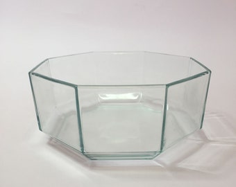 1960/1970s Vintage Mid-Century Modern Redux Art Deco Revival Clear Glass Salad Serving Fruit Compote Candy Floral Bowl ARCOROC France OCTIME