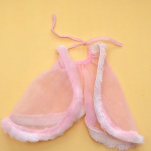 1980s Original Vintage Superstar BARBIE Doll Pink Lycra Body Hugging Cape Fake Fur Trim Sheer Panel Ties Classic Fashion Avenue Fashionista