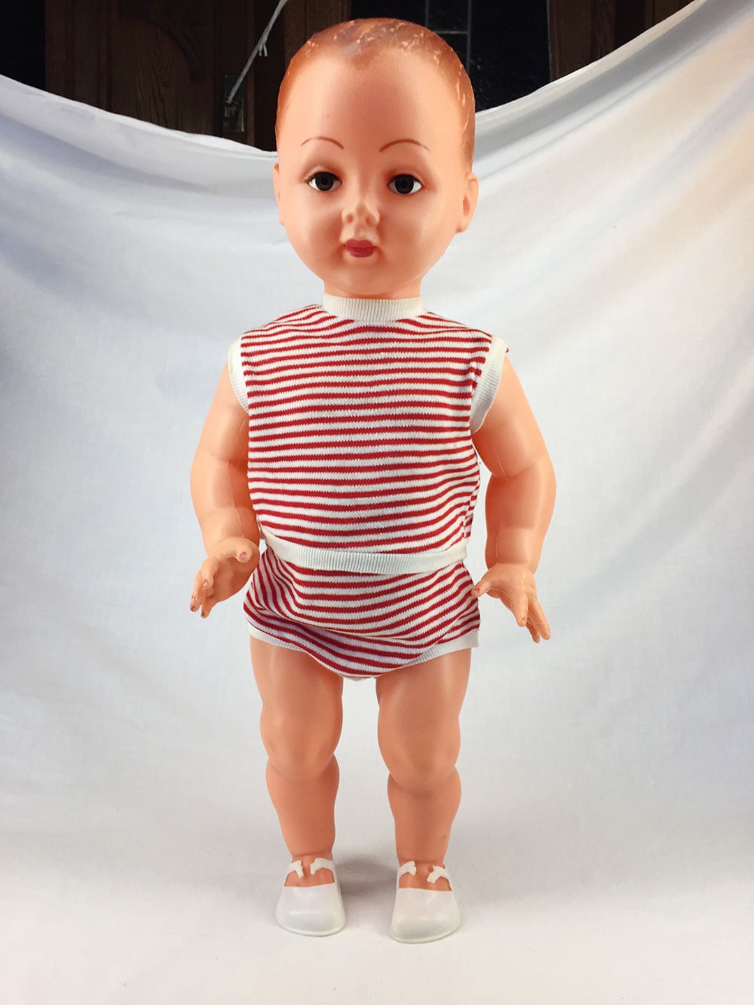 Poupon Petitcollin Vintage Des Années 60 - Garçon 50 Cm - Poupée Française En Plastique