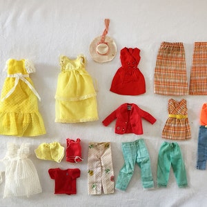 Lot Vintage Antique Skipper Europe Fashion Doll 1960/70s MATTEL GUAG Get Up & Go Flower Girl Outfits Clothes some TLC fits Wendy Sandy Peggy