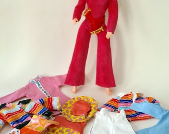 Vintage Uneeda DOLLIKIN Palitoy ACTION GIRL Doll & Lot Original Clothes 1960s-70s Mego Maddie Mod Red Hair-style Jumpsuit Dresses Hat Jacket