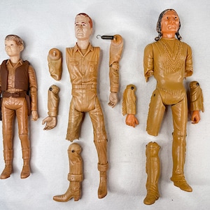 Vintage MARX 1960er Jahre JOHNNY WEST Cowboy Indianer Wild West Serie Viele Original Stücke Bonanza-Ära G.I.Joe Actionman Clone Figur Action mike