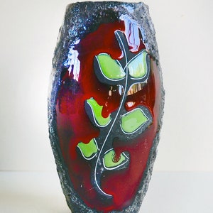 CERÁMICA ITALIANA DE LA DÉCADA DE 1950 Jarrón antiguo vintage Lava gruesa Artista moderno de mediados de siglo Augusto Giulianelli San Marino Esgrafiado Arte abstracto cerámico