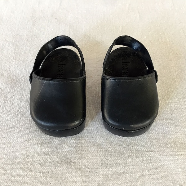 Swiss Vintage Original Vinyl Fashion ALEXANDER Toys Doll Artist Clone American Girl Black Slip-on Clogs 70s BIRKENSTOCK - look German Shoes