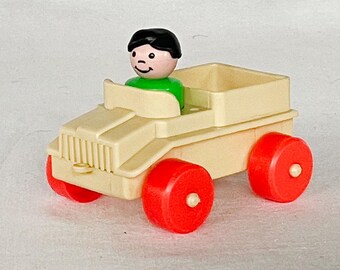 Vintage CLAIRBOIS France similar to Denys Fisher Price Vehicle Plastic Toy Playset Pop Art 1960/70s PlaySkool Jeep SUV Landrover Truck w/Man