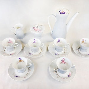 Designer Artist Björn Wiinblad 1960s/1970s Antique Vintage Porcelain Mid-Century Modern Coffee Tea Set Service Rosenthal Studio Line Germany