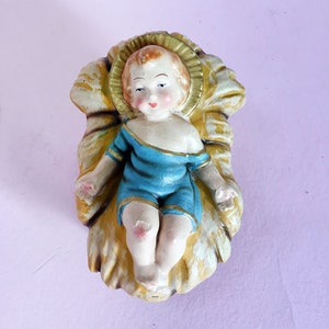 1920s Antique Vintage Nativity Créche Baby Jesus Christmas Display Fairytale Folklore Bible Manger Wisemen Paper Mache Papier Maché Figurine