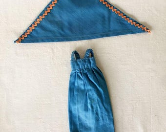 60er Vintage Puppenkleidung Mattel BARBIE CLONE PREMIER Blau Orange Trim DayDress Schal Babs Lilli Dollikin Palitoy Action Girl Mego Maddie Mod