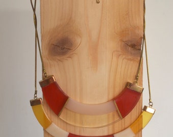 GEWELDIGE jaren 60-70 vintage originele Parijse haute couture modemodus Alta Moda plexiglas vetgedrukte collier ketting Choker Mod Parijse POP Mod