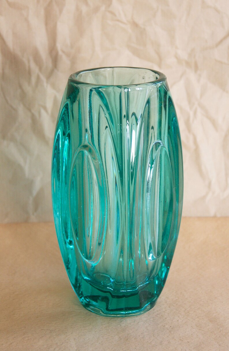 50s Sklo Union Lens Glass Rosice Vase Pattern 914 Etsy