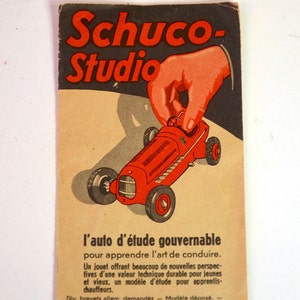 20s/30s Vintage Antique Wind-up Tin Toy SCHUCO STUDIO German Race Car French Language Mechanical Instruction Booklet Pamphlet Documentation